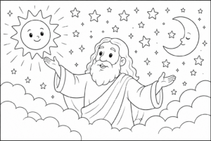 Dios crea los astros para colorear