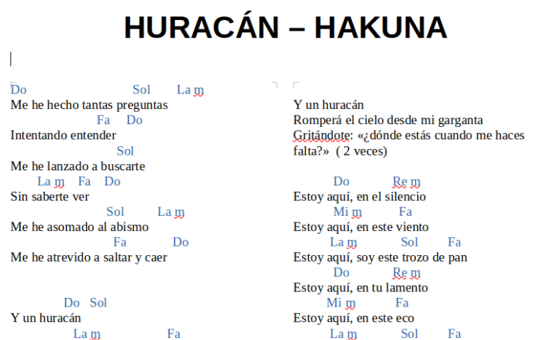 Huracan Hakuna Acordes PDF
